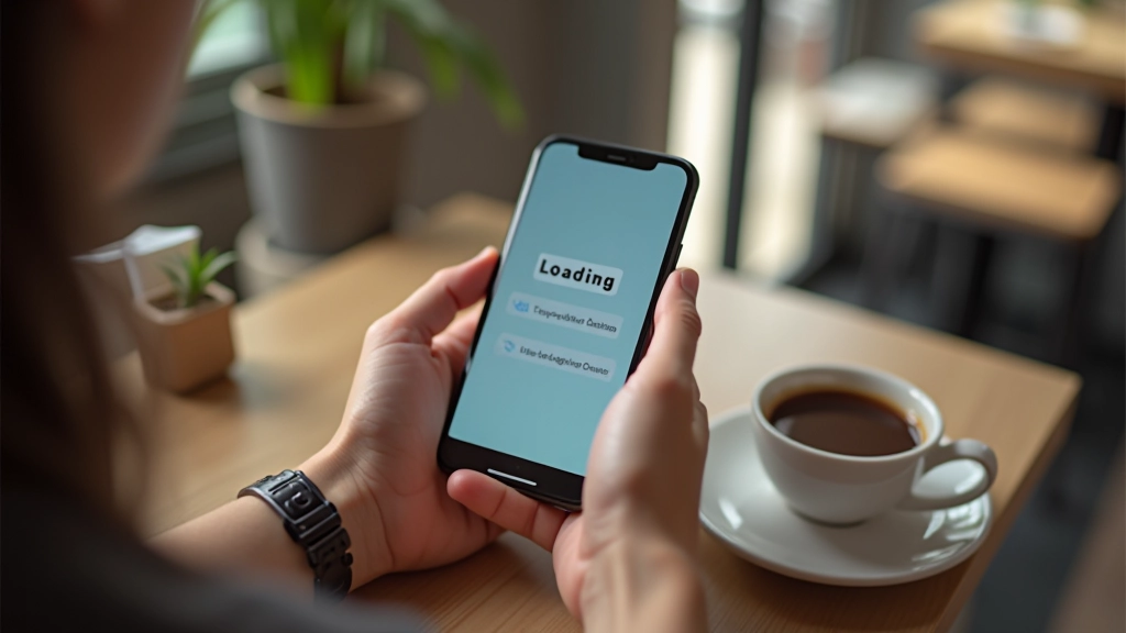 Mobile phone screen showing smooth loading state transition with skeleton screens fading into actual content