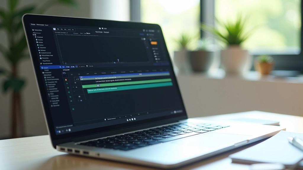 Laptop screen showing animation timeline with smooth transition curves and keyframes highlighted in editing software