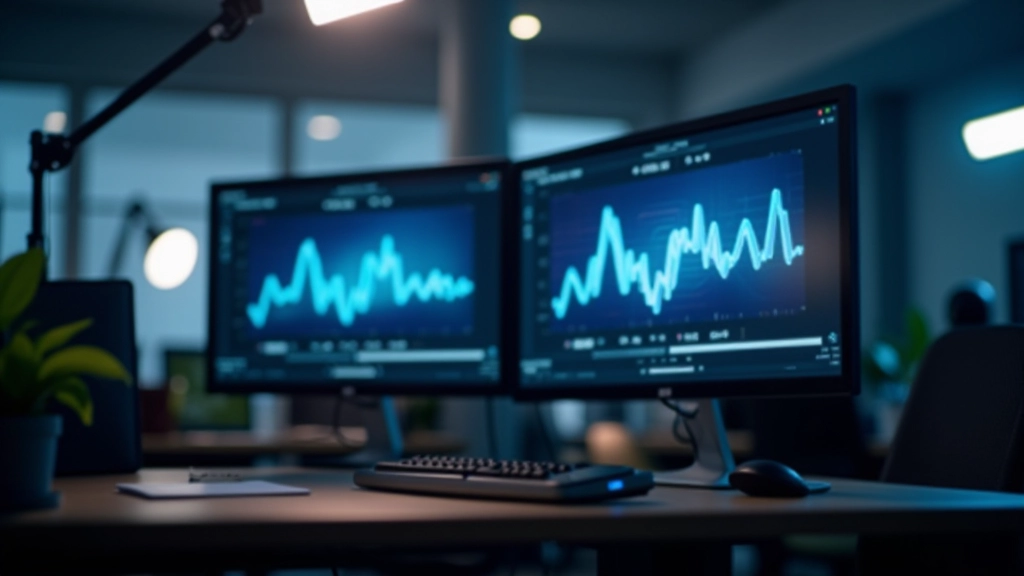 Modern digital workspace with animation software and performance metrics displayed on screens